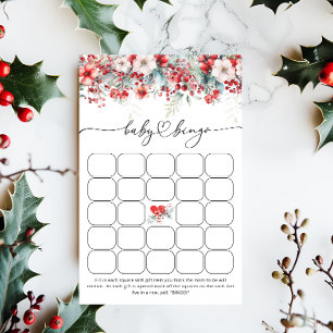 Papier Élégant Jeu de Bingo Floral pour bébé d'hiver