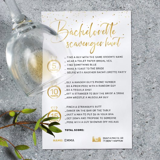 Papier Elégant jeu de chasse au bachelorette or Faux