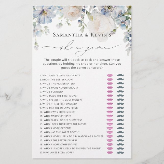 Papier Elégant Jeu de Chaussure à Fête des mariées Floral (Devant)