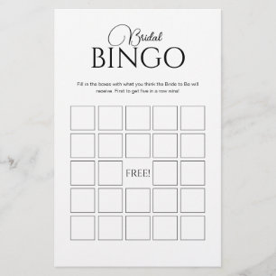 Papier Élégant jeu de Fête des mariées de bingo nuptiale