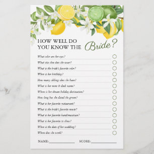 Papier Élégant jeu de Fête des mariées de citron vert