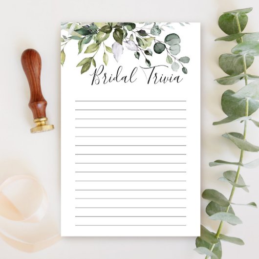 Papier Elégant jeu de Fête des mariées Eucalyptus verdure