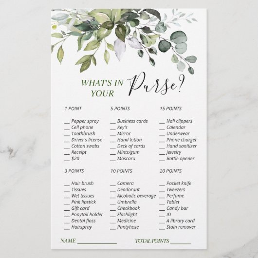 Papier Elégant jeu de Fête des mariées Eucalyptus verdure (Devant)