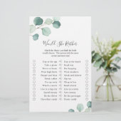 Papier Elégant jeu de Fête des mariées Eucalyptus verdure (Debout devant)