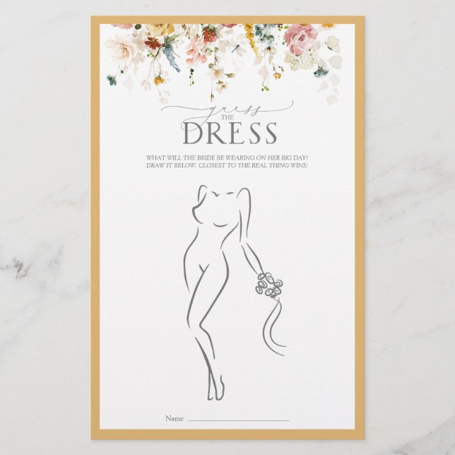 Papier Élégant jeu de Fête des mariées Fleur sauvage Jaun (Devant)