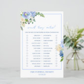 Papier Élégant jeu de Fête des mariées Floral Bleu Imprim (Debout devant)