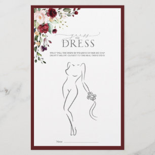 Papier Élégant jeu de Fête des mariées florale Burgundy B