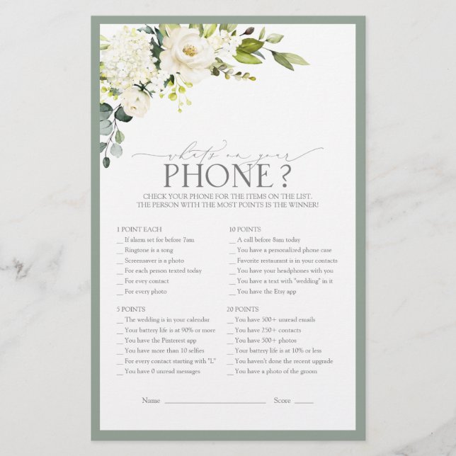 Papier Élégant jeu de Fête des mariées gris blanc vert (Devant)