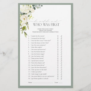 Papier Élégant jeu de Fête des mariées gris blanc vert