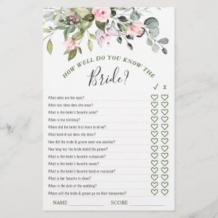 Papier Elégant jeu de Fête des mariées Rose Eucalyptus Bl