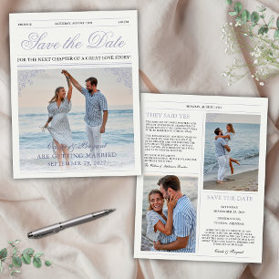Papier Élégant journal Mariage violet Enregistrer la date