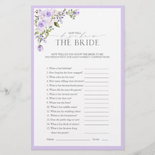 Papier Élégant Lavender Lavender Fête des mariées Florale