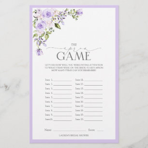 Papier Élégant Lavender Lavender Fête des mariées Florale