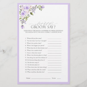 Papier Élégant Lavender Lavender Fête des mariées Florale