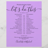 Papier Elegant Lavender Lilac Mariage Horaire (Devant)