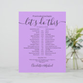 Papier Elegant Lavender Lilac Mariage Horaire (Debout devant)