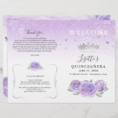 Papier Elegant Light Purple Silver Quinceanera Program (Devant / Derrière)