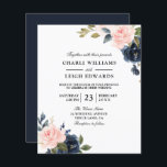 Papier Elégant Mariage Blush de la Marine sur une invitat<br><div class="desc">Élégant Mariage Blush de la Marine sur une invitation budgétaire Une alternative moins chère qu'une invitation standard.</div>