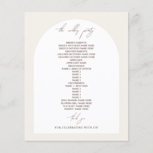 Papier Élégant Mariage d'arc d'anémone (Dos)