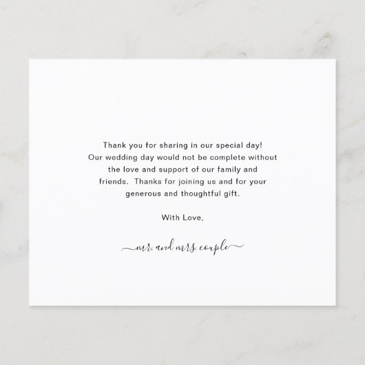 Papier Élégant Mariage de budget photo Script (Dos)