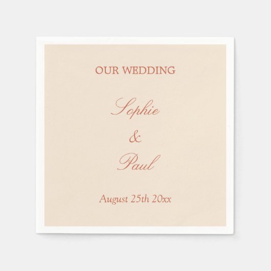 Papier Élégant Mariage de script en terre cuite serviette (Devant)