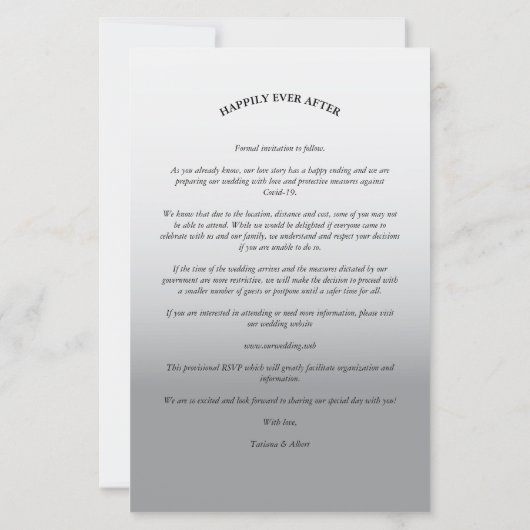 Papier Élégant Mariage de script photo Gray Gradient pas (Dos)