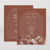 Papier Élégant Mariage en terre cuite foncée Anemone Arch (Devant / Derrière)