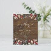 Papier Elégant Mariage floral bleu bordeaux Dusty (Debout devant)