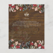 Papier Elégant Mariage floral bleu bordeaux Dusty (Dos)