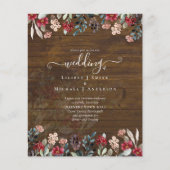 Papier Elégant Mariage floral bleu bordeaux Dusty (Devant)