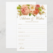 Papier Elégant Mariage Floral Conseils et souhaits (Devant / Derrière)