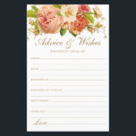 Papier Elégant Mariage Floral Conseils et souhaits<br><div class="desc">Ces draps jolies, fleuris, botaniques vintages, scriptes Conseils & Voisins avec élégantes fleurs rose et crème au sommet et de belles polices d'or sont parfaites pour avoir une douche nuptiale, un dîner de répétition ou des invités mariages remplir pour le couple heureux. Les gens vont adorer avoir les invites -...</div>