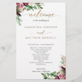 Papier Élégant Mariage floral de Bourgogne rose et bleu (Devant)