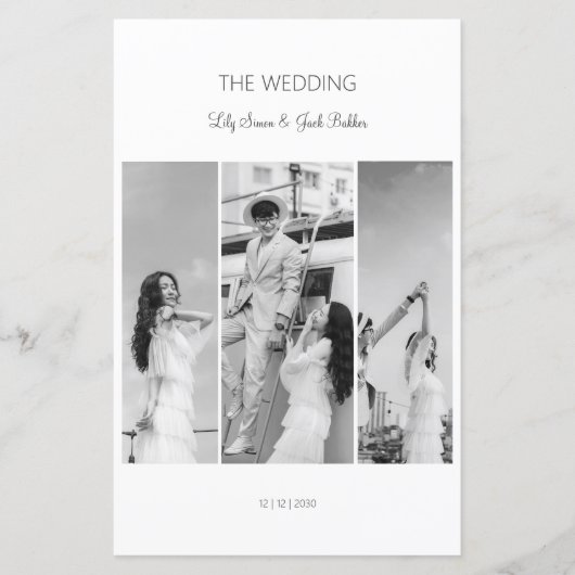 Papier Élégant Mariage photo noir et blanc (Devant)