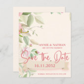 Papier Élégant mariage rose rose floral Enregistrer la da (Devant / Derrière)