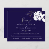 Papier Elégant Marine Bleu Blanc Or Mariage RSVP (Devant / Derrière)