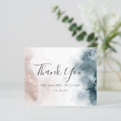 Papier Élégant Merci bleu bleu brillant à l'encre d'alcoo (Debout devant)