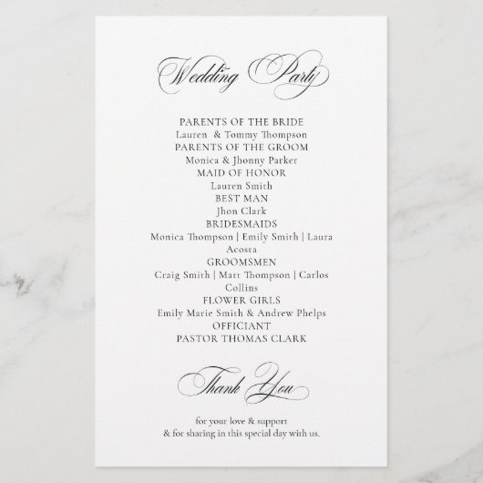 Papier Elegant Minimalist modern Wedding Program (Dos)