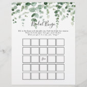 Papier Élégant minimaliste Eucalyptus Bridal Bingo Jeu (Devant)