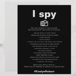 Papier Élégant minimaliste Jeu Formel Black I Spy Mariage