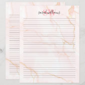 Papier Élégant Monogramme en marbre rose (Devant / Derrière)