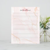 Papier Élégant Monogramme en marbre rose (Debout devant)