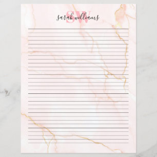 Papier Élégant Monogramme en marbre rose