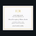 Papier Élégant Monogramme Gold Budget Mariage Enregistrer<br><div class="desc">Élégant budget enregistrer la date avec votre deux monogramme initial en faux or,  à l'intérieur d'une bordure,  sur un arrière - plan blanc. Ce design élégant est idéal pour un mariage formel.</div>