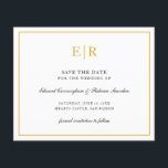Papier Élégant Monogramme Gold Budget Mariage Enregistrer<br><div class="desc">Élégant budget enregistrer la date avec votre deux monogramme initial en faux or,  à l'intérieur d'une bordure,  sur un arrière - plan blanc. Ce design élégant est idéal pour un mariage formel.</div>