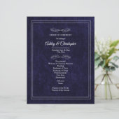 Papier Elegant Navy Blue Velvet White Wedding Program (Debout devant)