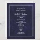 Papier Elegant Navy Blue Velvet White Wedding Program (Devant)