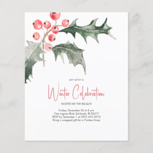 Papier Élégant Noël Holly Invitations Budget