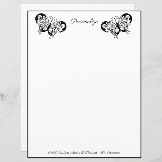 Papier Élégant noir blanc papillon Silhouette (Devant / Derrière)
