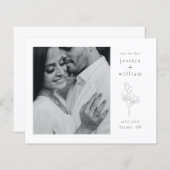 Papier Élégant noir & blanc Script photo Enregistrer la d (Devant / Derrière)